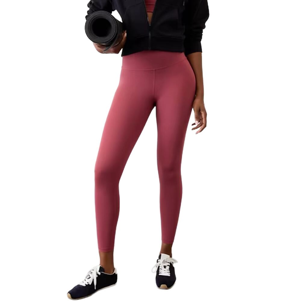 Athleta Ultra High Rise Elation 7/8 Leggings Sz S TALL New $89 Red Rock Berry